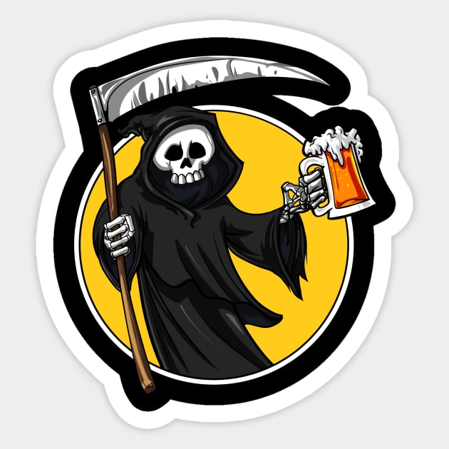 Grim Reaper Death Halloween Beer Party Sticker by underheaven